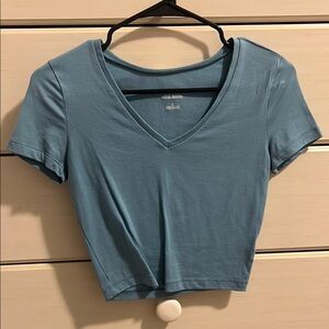 Blue V-Neck Women's Top
